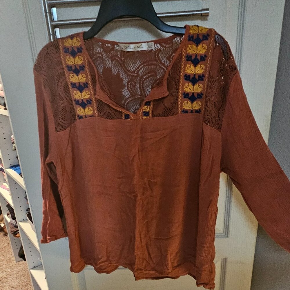 Hippie embroidered top blouse